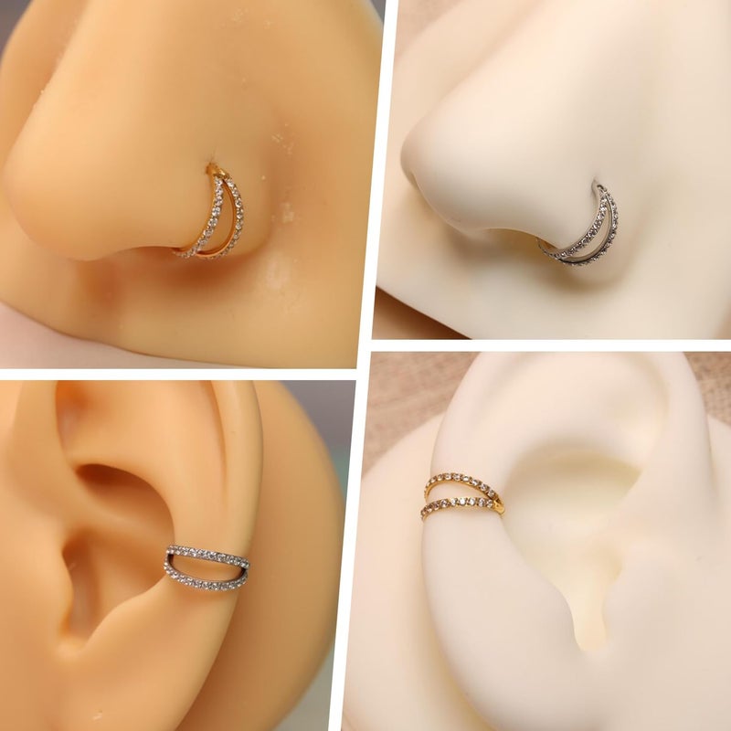 FUNLMO Store 316L Surgical Steel Nose Hoop Septum Conch Piercing Jewelry Cartilage Daith Helix Tragus Rook Lobe Earring Triple/Double Nose Lip Ring 20G 18G 16G - Image 5